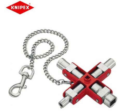 Kapcsolószekrény kulcs, 8 ágú, kihajtható, KNIPEX