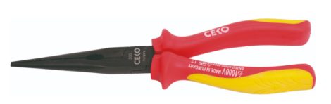 Szigetelt félkerekcsőrű fogó, hosszú csőrű, kétkomponensű nyél, 1000V, CEKO